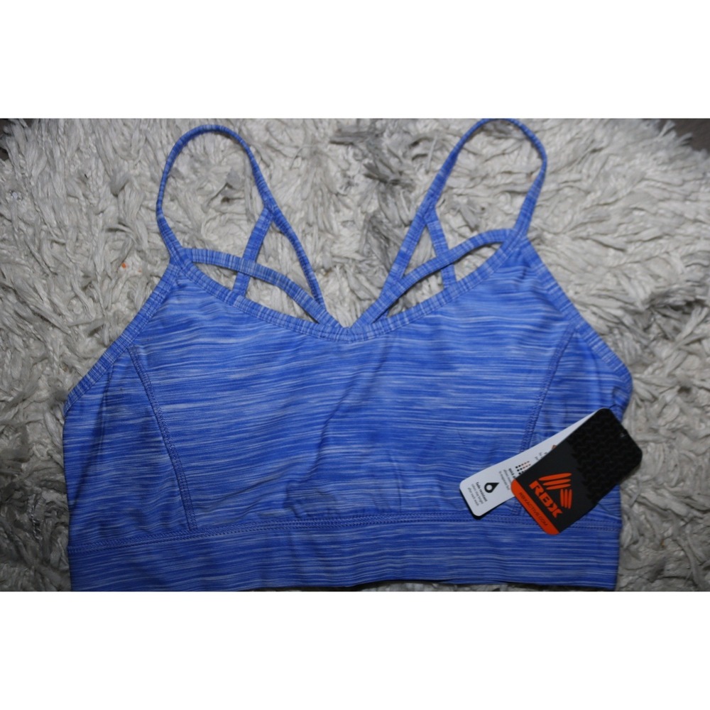 RBX Active Blue Space Dye Strappy Back Sports Bra XL CR459 NWT